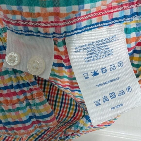 Lands End Seersucker Plaid Shirt Mens Size XL Colorful Short Sleeve Button Down - Picture 5 of 10